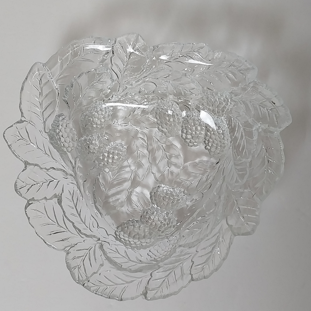 (2) 1920s Loganberry Blackberry Pressed Indiana Glass Berry Bowls Antique